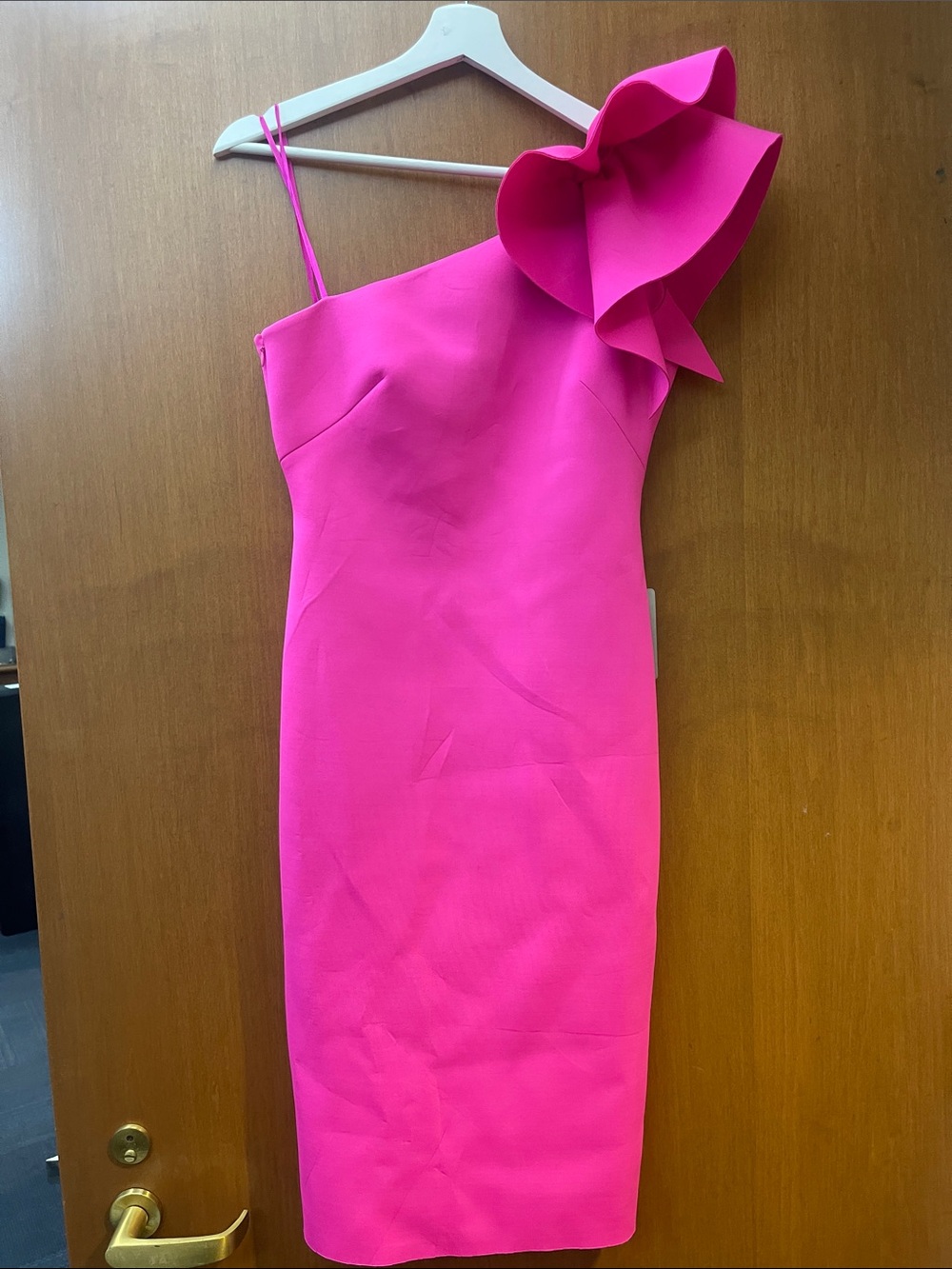 Eliza J Hot Pink One-Shoulder Ruffle Sheath Dress NWT Great sexy and classy!